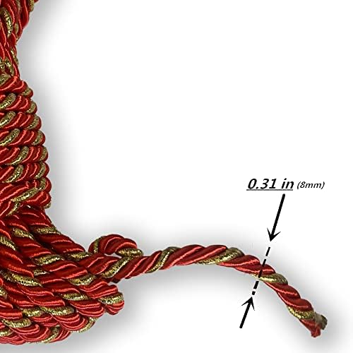 Hausworth најлонско свилено јаже цврсто плетенка искривени јажиња | Пакет од 2 декоративни искривени сатен сјајно меко јаже | Густа должина