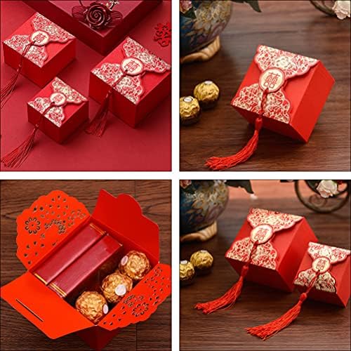 Keseoo 20pcs свадбена забава за омилување кинески стил xi бонбони чоколади кутии со кутии за свадбени бебиња туш за роденденска забава s