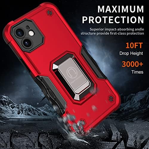 Покривање на задниот случај, компатибилен со iPhone 12 Pro Max Case, Заштита за заштита на воено одделение за заштита од 360 ° kickstand