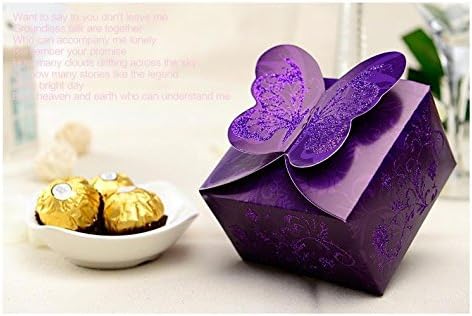 Zorpia® 50 парчиња сјајни сјајни блескави пеперутки DIY квадратни свадба, кутија за роденденски подарок кутија чоколадо боксот