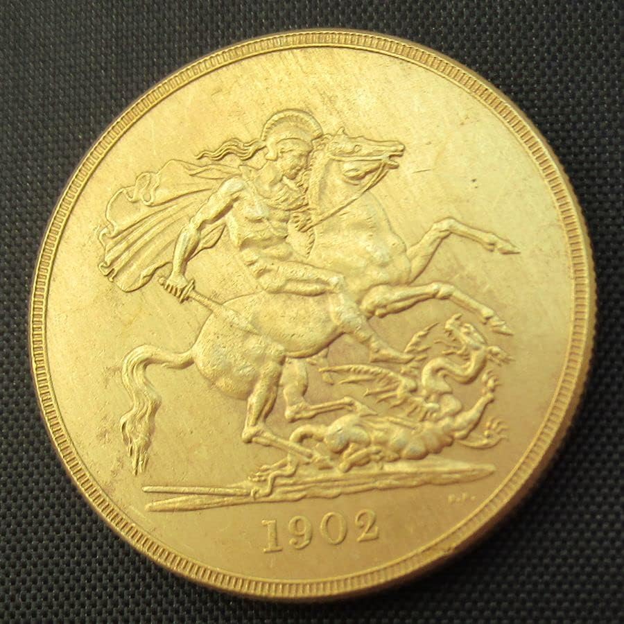 Британски £ 5 1902 странска реплика злато позлатена комеморативна монета