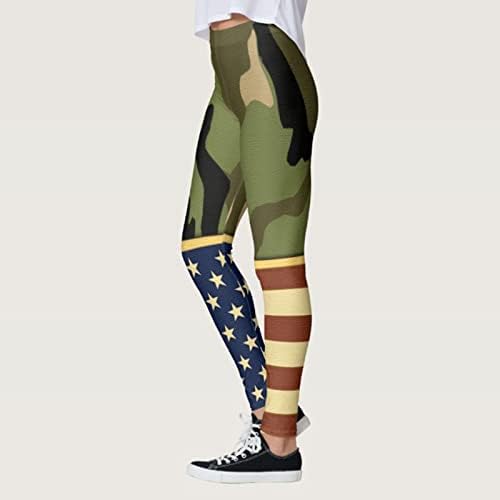 Хеланги за јога за жени со високи половини патриотски starsвезди ленти панталони беспрекорни лесни атлетски хеланки панталони капри