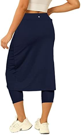 Аургелмир женски тенис здолниште со хеланки на каприс, голф колено должина на атлетски долги здолништа за жени со џебови