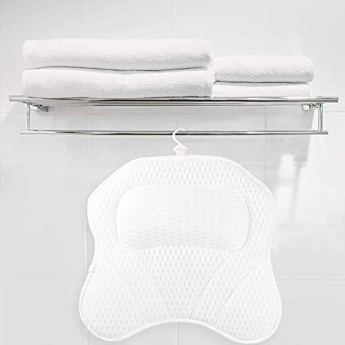 Перница за бања Есгт 4Д воздушна мрежа луксузна спа када перница со 6 чаши за вшмукување не лизгање за поддршка на вратот и рамото