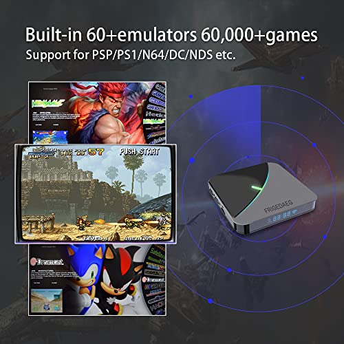 Frigedaeg A95X Безжична Ретро Конзола За Игри со 50000 + Игри, Компатибилен СО PS1/PSP/ MAME, Android 9.0/EmuELEC 4.3 Систем