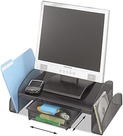 SAFCO 2159BL ONYX MESH Steel Monitor Stand, 19 1/4 x 11 1/4 x 6 1/4, црна