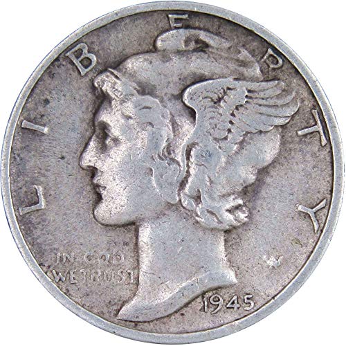 1945 S Mercury Dime XF EF Екстремно фино 90% сребро 10ц со колекционерска монета од САД