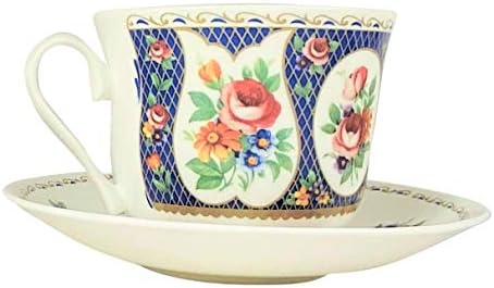 Рој Кирхам Креативна чаша чај за појадок и чинија со чинија, џамбо фино коска Кина Англија Регентска шема сина