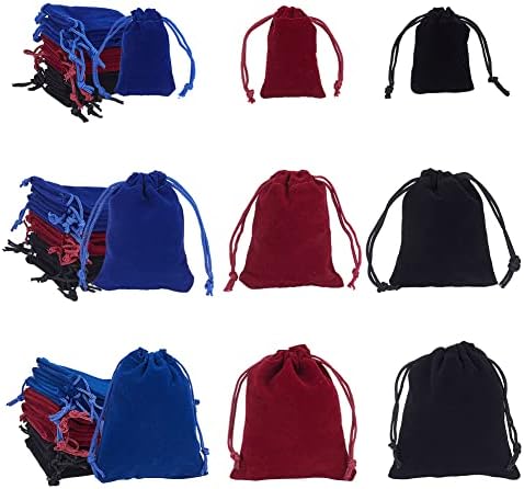 Nbeads 18 парчиња 3,54 × 2,75 кадифени торби за влечење на кадифена ткаенина, 9 разновидни бои торбички за накит торбички мали торби