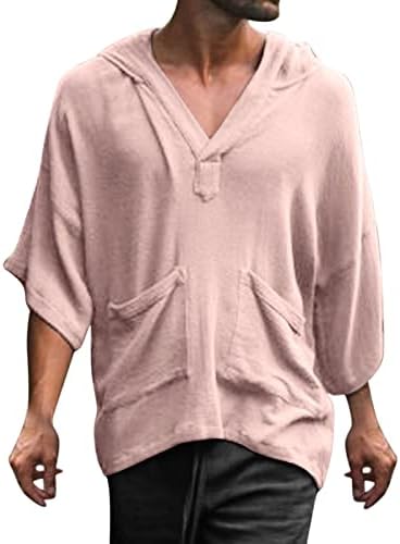 Xxbr памучни постелнина кошули за мажи со кратки ракави кошула летни обични кошули врвови со џебови јака блуза црно копче до розово копче за