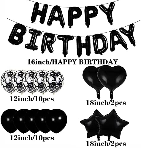 Слатка 23 -ти роденденски украси за украси, црни број 23 балони, 23 -та фолија милар балони латекс балон декорација, одлични 23 -ти роденденски подароци за девојчиња, жен?