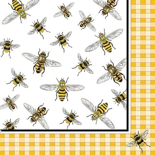Пчела Тематските Пијалаци Салфетки - 40ct Пакет | 20 КТ Пијалаци Салфетки | Медоносни пчели И Саќе Пчели