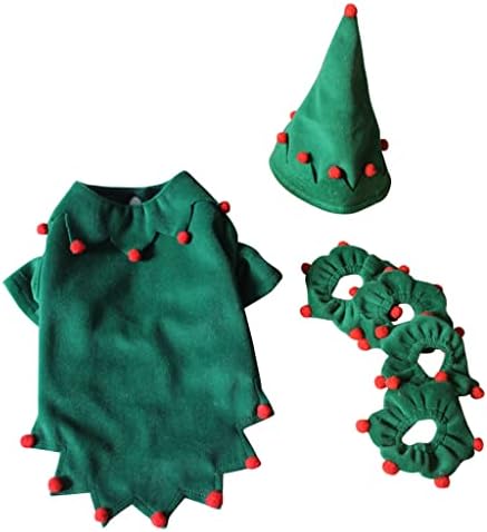Орнаус симпатична куче мачка Божиќна елф костум, миленичиња Божиќ, фустан, фустан од кученца руно облеки топла облека од качулка （xl