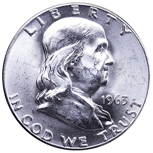 1963 Прекрасен Брилијантен Нециркулиран Френклин Половина 90% Сребрена Монета 1/2 БУ