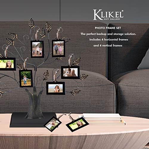 Орнаменти на рамка за семејни степени Klikel - 4 вертикално виси и 4 хоризонтални висечки фото рамки - 1,5 x 2,5 отворање на фотографии