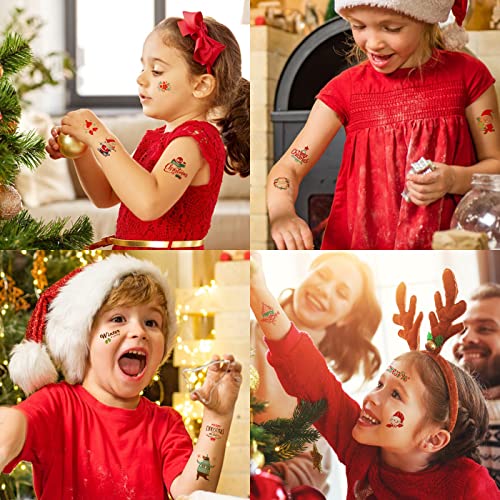 100 Парчиња Божиќни Привремени Тетоважи За Деца, 20 Чаршафи Полнети Дедо Мраз Новогодишна Елка Снешко Водоотпорни Налепници За Тетоважи За Божиќни