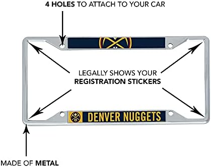 Денвер Нагетс Тим Нба Метална Рамка За Регистарски Таблички За Предниот Или Задниот Дел На Автомобилот Официјално Лиценцирана