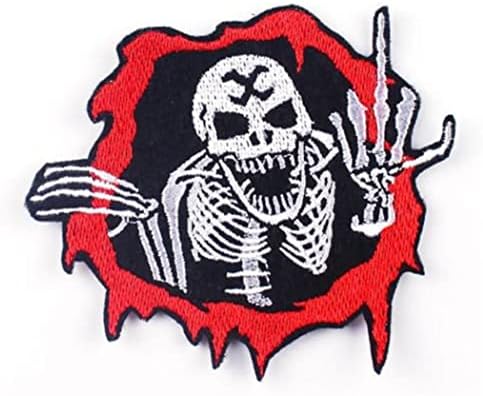 Skullелено железо на лепенка панк арогантни закрпи за скелети за лого на скелети за облека на шиење на високо-везена лепенка за јакни