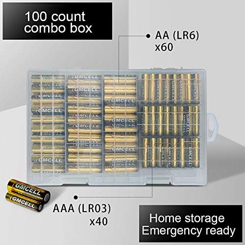 Gmcell Comb И AAA Батерии Комбо Пакет, 1.5 V Волт Алкална Батерија Различни Организатор 100 Брои