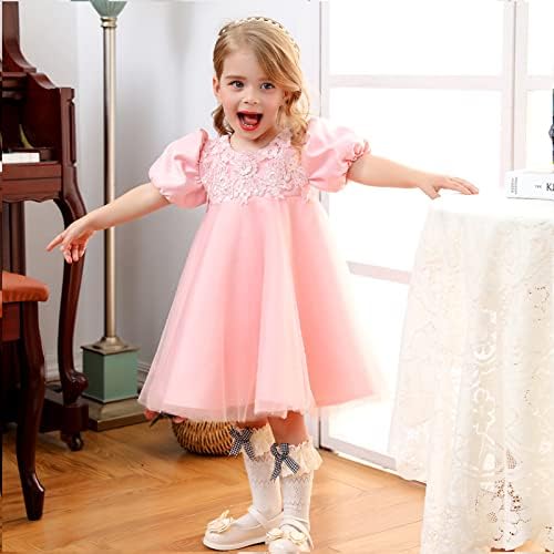 Aybbshow цвет девојки облекуваат дете бебе девојки официјални фустани за забави забава чипка везови фустан принцеза топка облека фустан