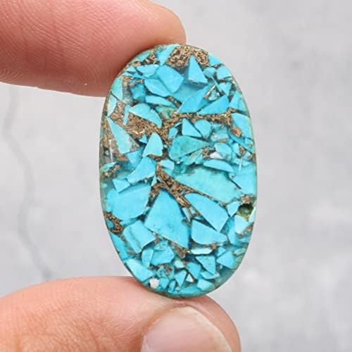 Реал-Гемс 27,5 КТ. Лабава природна бакарна тиркизна брилијантен овален скапоцен камен, за накит што прави енергија, завиткување на жица, уметност-занаетчии