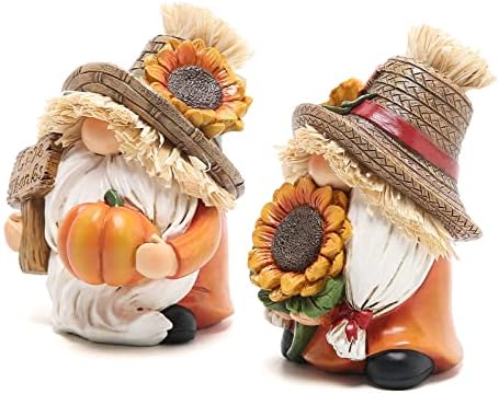 Ходао 2 парчиња пад Денот на благодарноста тиква gnomes украси рачно изработени шведски том gnomes елф за есенски декор подарок