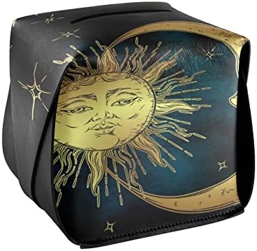 Златно Сонце Месечина Кутија За Ткиво Покријте Правоаголна Кожна Кутија За Ткиво Држач Со Рачка Диспензерот За Ткиво На Лицето