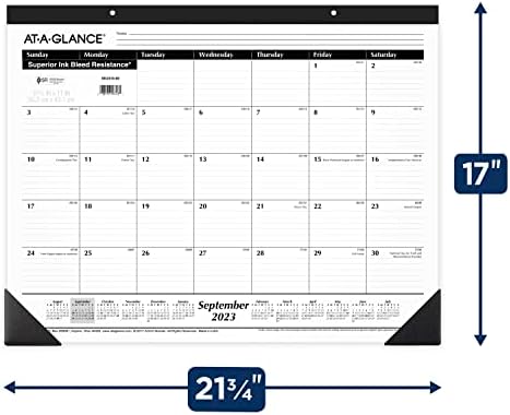 AT-A-Glance 2023-2024 Календар на академски биро, месечна подлога за биро, 21-3/4 x 17, владееше дневни блокови, стандард