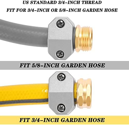 Цинк и алуминиумска машка и женска спојка, одговара на сите 5/8-инчни и 3/4-инчни градинарски црева за поправка на црево, 4 пакувања