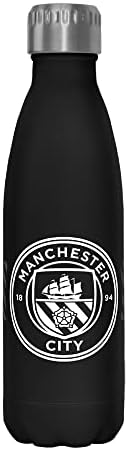 Петто Сонце Манчестер Фудбал Мек Кајт Круг Лого 17 мл шише со вода од не'рѓосувачки челик, 17 унца, разнобојно