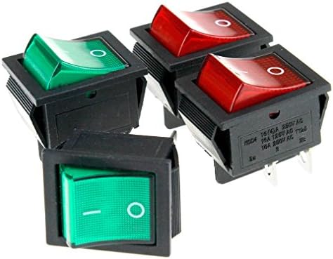 4 парчиња црвен/зелен рокер вклучен/исклучен прекинувач 16 A 250V 0-I знак