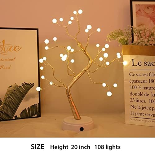 Aslux Fairy Tree Light Diy Sparkly Light Up Tree Tabletop Tree Tree Larm, вештачки бонсаи предводени ноќни светла со батерија и USB оперирани