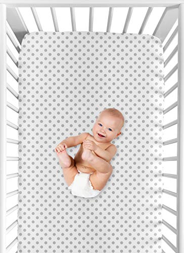 Сива и бела пол -точка бебе или дете опремена креветче за креветчиња за цвеќиња од акварел од Sweet Jojo Designs