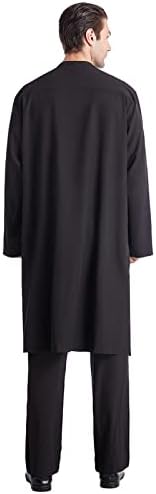 Летна машка маичка машка машка средно копче надолу од џеб, муслимански облеки, панталони со две парчиња поставени костуми за матурска