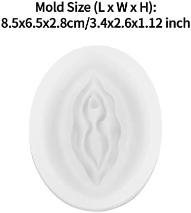 ЛОЛОДА смола генитални калапи 3Д женски приватност дел мувла нелевачки флексибилен калап за DIY свеќа од сапун од сапун торта Декорирај бела една