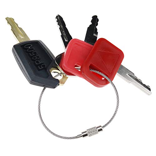 DVPARTS 4 Тешка опрема клуч за клучеви за палење Поставете го клучот за палење со клучен прстен за Cat John Deere & Komatsu JD