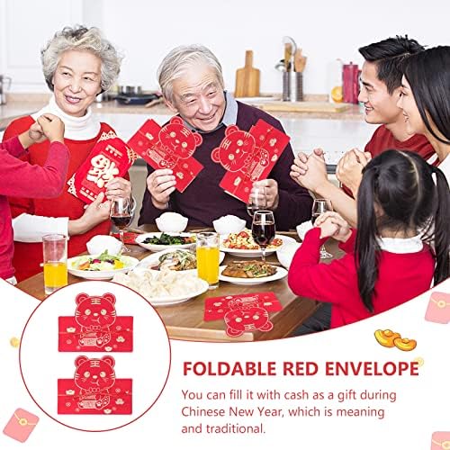 Кинески Подарок 2 парчиња Печатени Црвени Пликови Торбичка За Подароци Со Преклопување Кинески Новогодишни Материјали Кинески