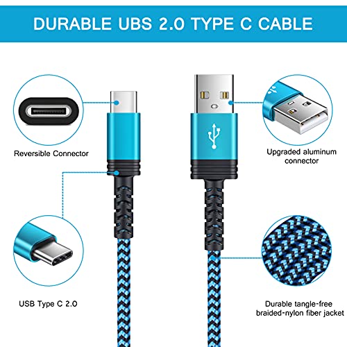 [10ft, 2 пакувања] S23 USB C до USB кабел, тип Ц брзо полнење Андроид Телефонски кабел за напојување Најлон плетенка жица за Samsung Galaxy