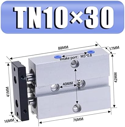 Врска за прскање на вода со двојна шипка Цилиндер TN 10mm Bore 10/15/20/20/30/35/40/50/60/70/80/90/110/125/150мм Алуминиум за алуминиум со мозочен