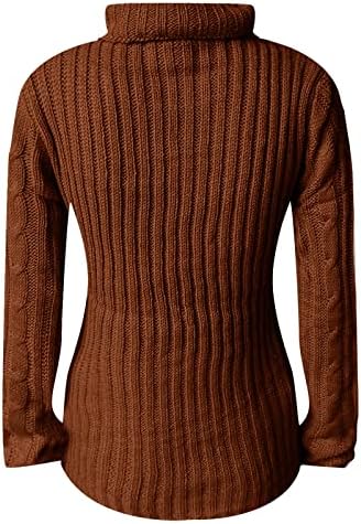 Женски џемпери Долг ракав со висок јака пулвер џемпер плетен скокач врвови џемпери на блуза