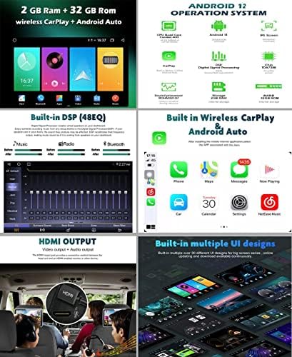 Autosion 9 инчен Android 12 Автомобил Плеер GPS Навигација Стерео за Toyota Приус 2009 2010 2011 2012 2013 2014 2015 headunit Navi