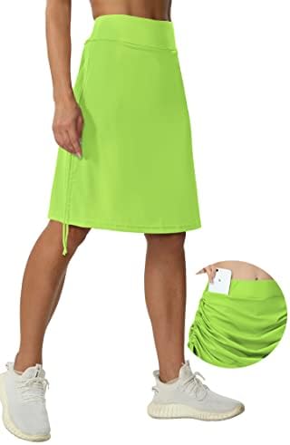Cakuloенски женски колено здолништа со должина на коленото, мода за пливање тенис голф пешачење атлетски случајни скромни 20 “здолништа со џебови