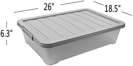 Тејвн 3-Пакувајте Проѕирна Пластика Под Кутии За Складирање Кревети, 40 Литри Под Кутија За Заклучување На Креветот Со Тркала