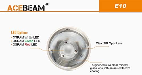 AceBeam E10 Flashlight Fly - Опции на бела, зелена и црвена Осрам LED