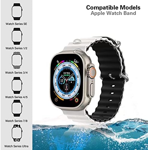 TCARAERSING OCEANEL SILICONE SPORT BAND STRAP STRAP FAND замена на два тона боја компатибилна со Apple Watch Iwatch Ultra Series