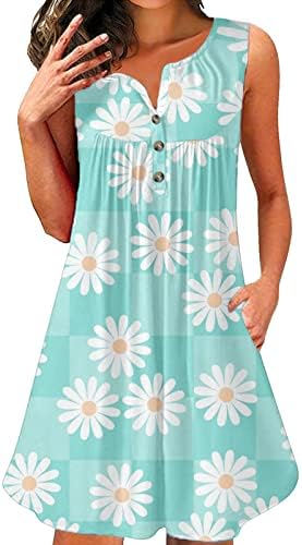 Дами бохо фустан со џебно летно цвеќе копче за печатење по миди фустани случајно лабава фустан од плажа на плажа