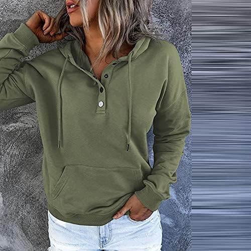 Џемпери за жени лабава вклопена s-3xl худи со џебови Обични врвови на пулвер, влечејќи долг ракав 2022 Пад блузи