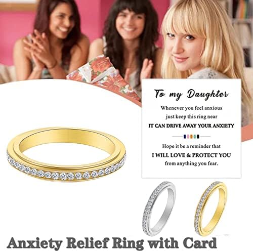 Tangduner на мојата ќерка fidget ringвонат прстен за анксиозност за жени од не'рѓосувачки челик прстени со прстени за вознемиреност