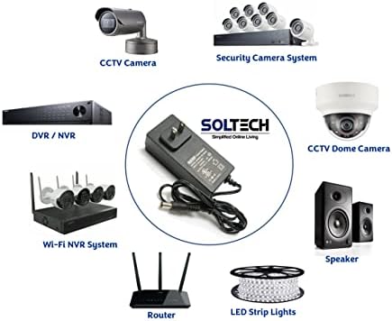Адаптерот за напојување на безбедносната камера CCTV Samsung Wisenet за DVR, NVR, AHD | 12V 3A 100-240V AC DC напојување компатибилен со