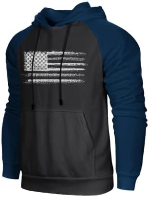 H Hyfol графички дуксери за мажи САД знаме Американски патриотски патриотски џеб џеб џеб пулвер џемпери за џеб